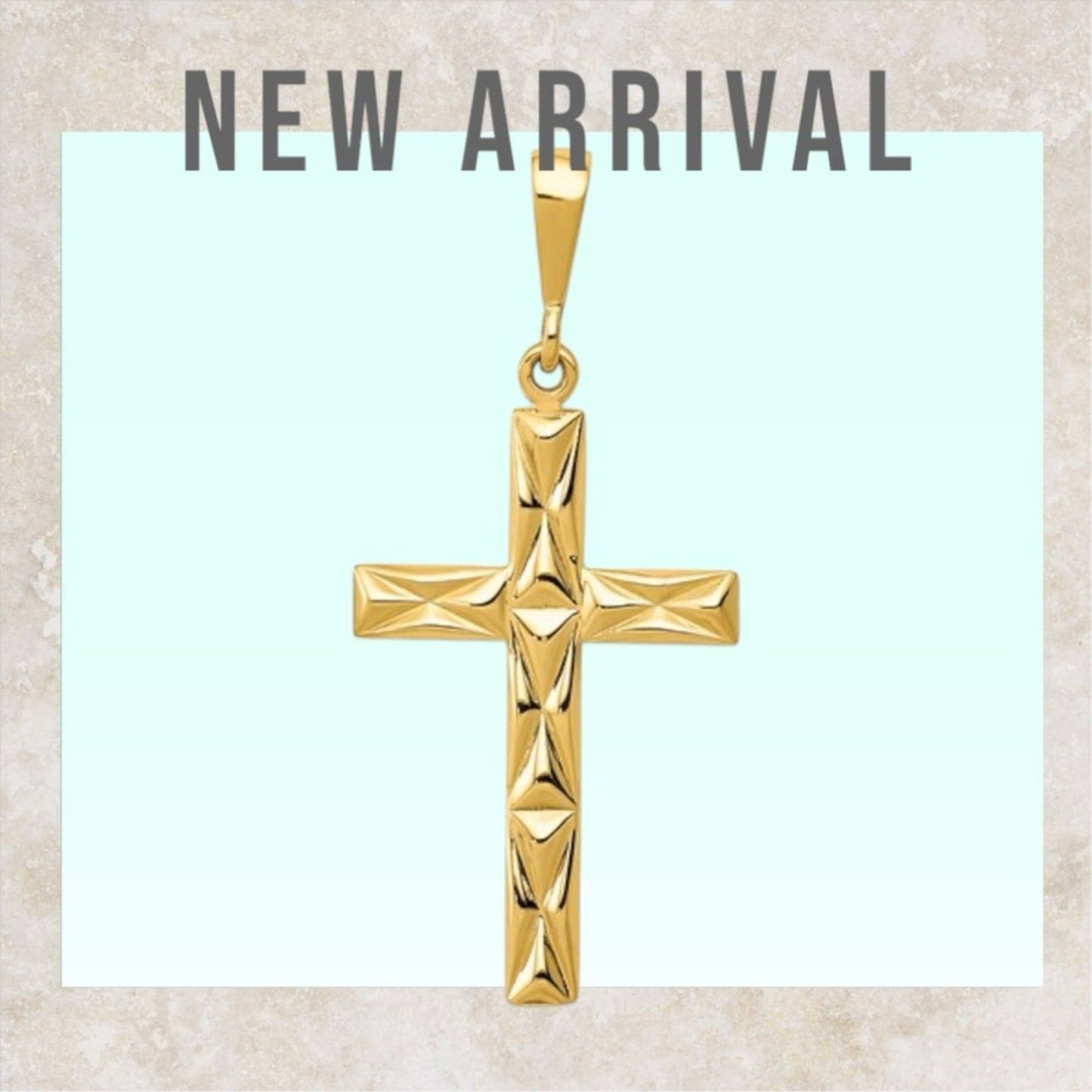 14k Gold Reversible Latin Cross Pendant – Textured & Polished 43mm Cross