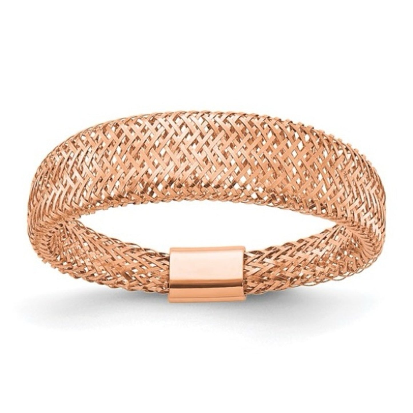 Leslie's 14k Gold Rose Gold-Plated Mesh Tapered Stretch Ring – Italian Design