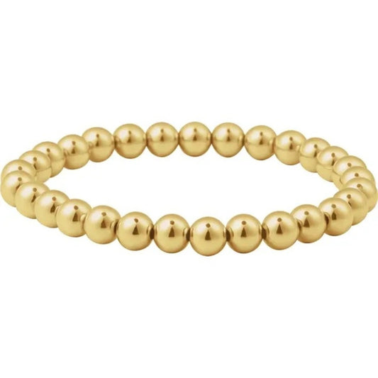 New 14K Yellow Gold-Filled 6 mm stretch Bead 6 1/2" Bracelet