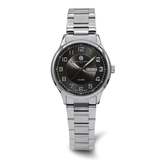 Charles-Hubert Men's Stainless Steel Watch - Black Dial - 10 ATM - NEW