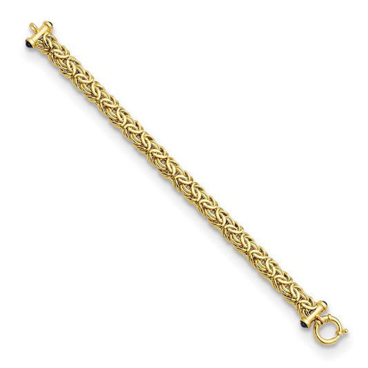 18k Gold Byzantine Bracelet with Sapphires: 7.5 inches long. Made in Italy