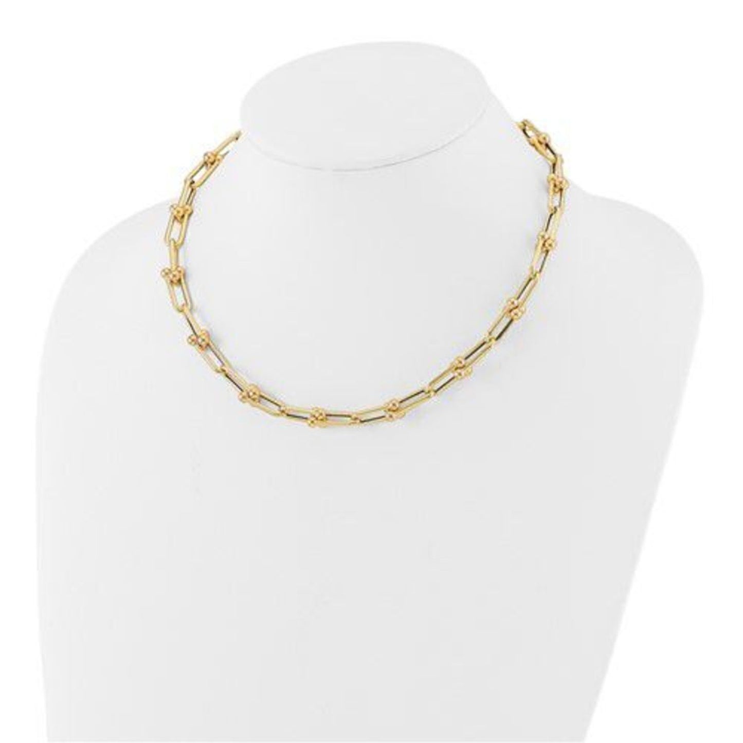 New 14K Gold Polished Fancy Open Link Necklace, By Leslies Jewelry