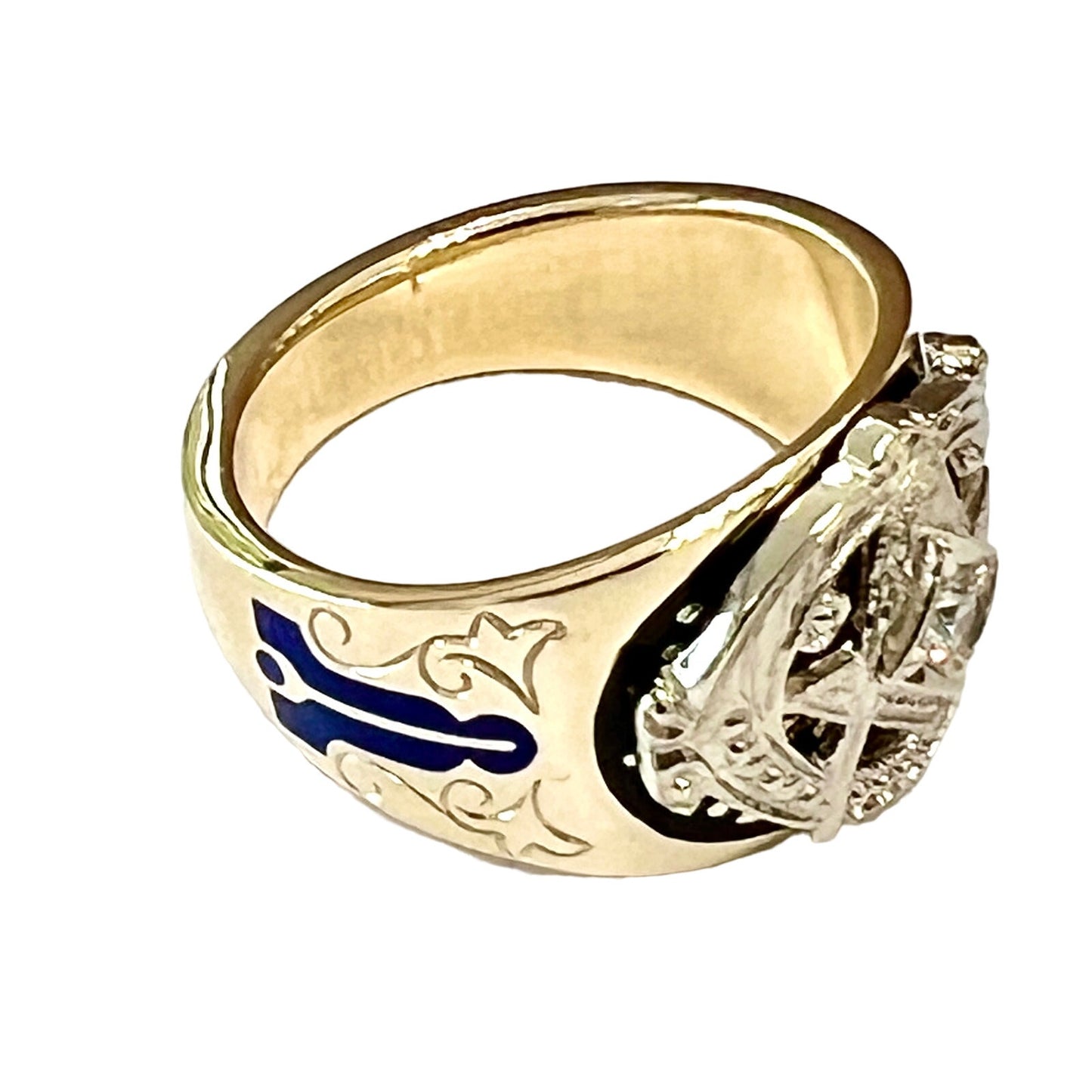 10k Gold Men's Diamond Blue Lodge Masonic Ring: A Symbol of Brotherhood