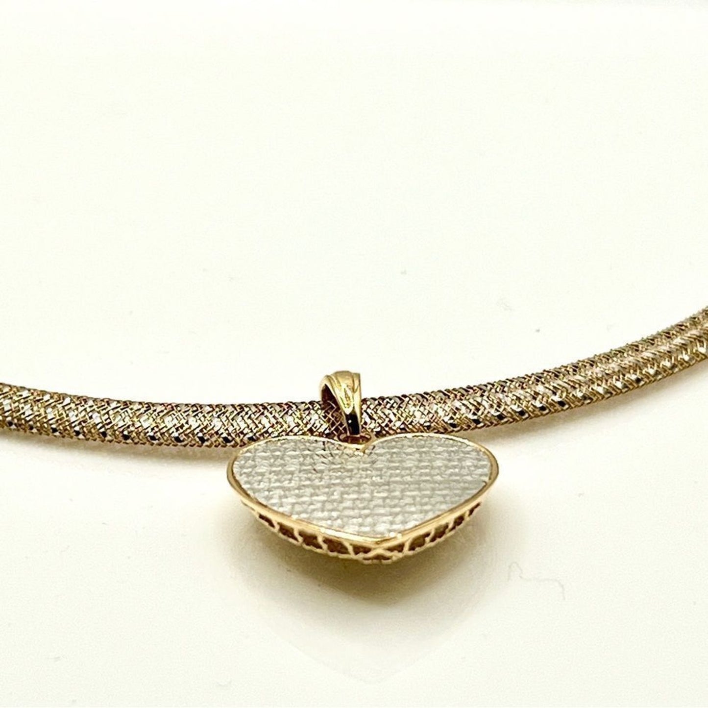 14k two tone gold necklace with 14k gold heart