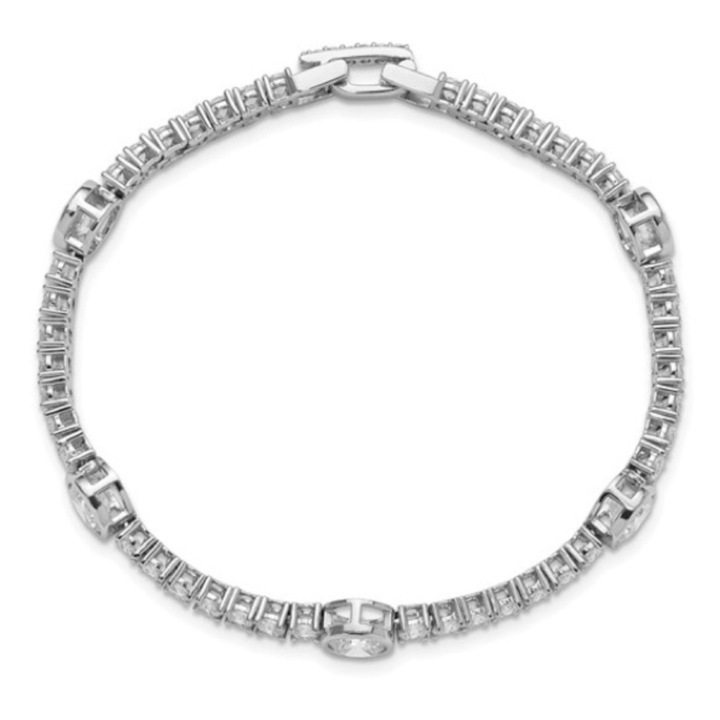 Sterling Silver Rhodium-plated Cubic Zirconia Tennis Bracelet