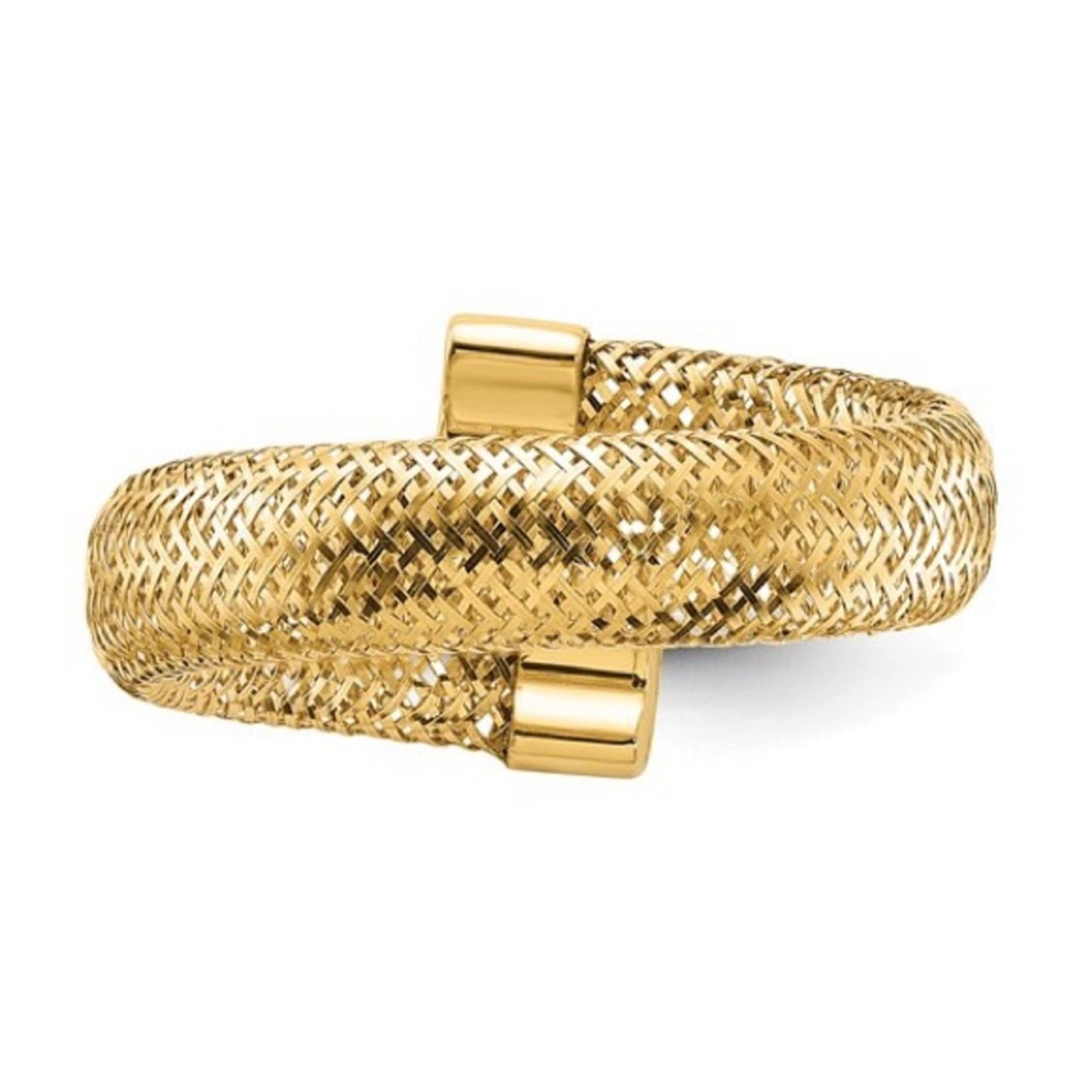 Leslie's 14k Yellow Gold Mesh Bypass Stretch Ring – Flexible Italian Design