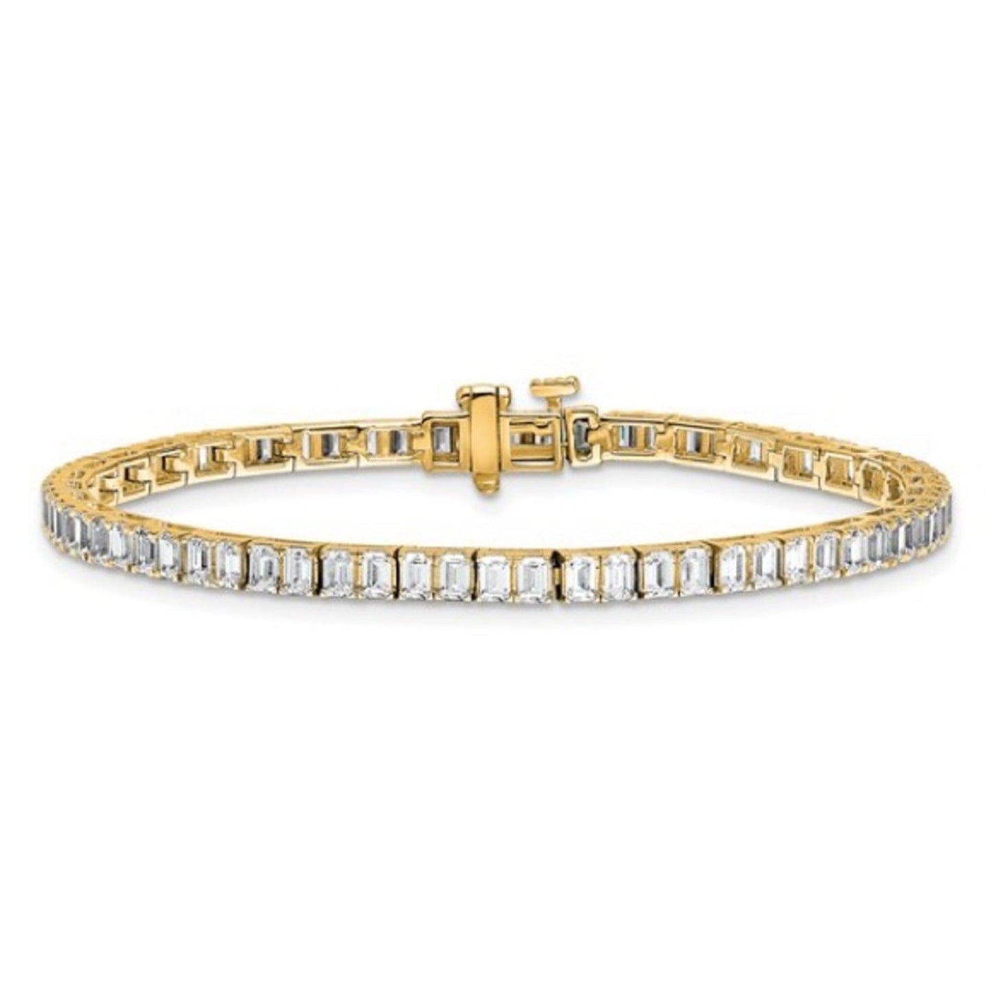 14K Yellow Gold 7ct Lab-Grown Diamond Tennis Bracelet – Bezel Set, 7"