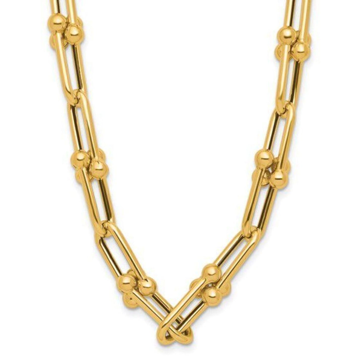 New 14K Gold Polished Fancy Open Link Necklace, By Leslies Jewelry