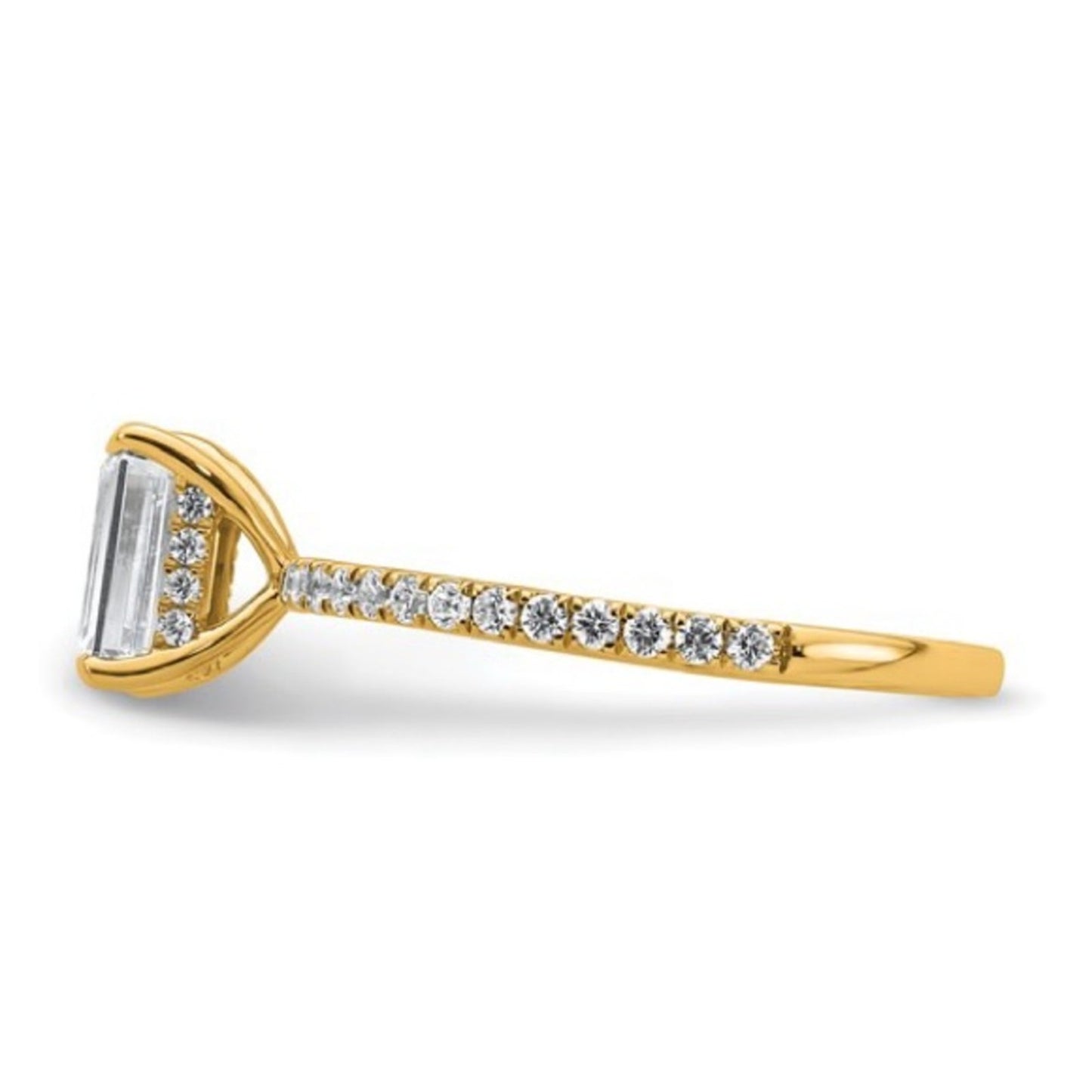 14K Yellow Gold 1.4 CT Emerald Cut Certified Lab Grown Diamond Engagement Ring
