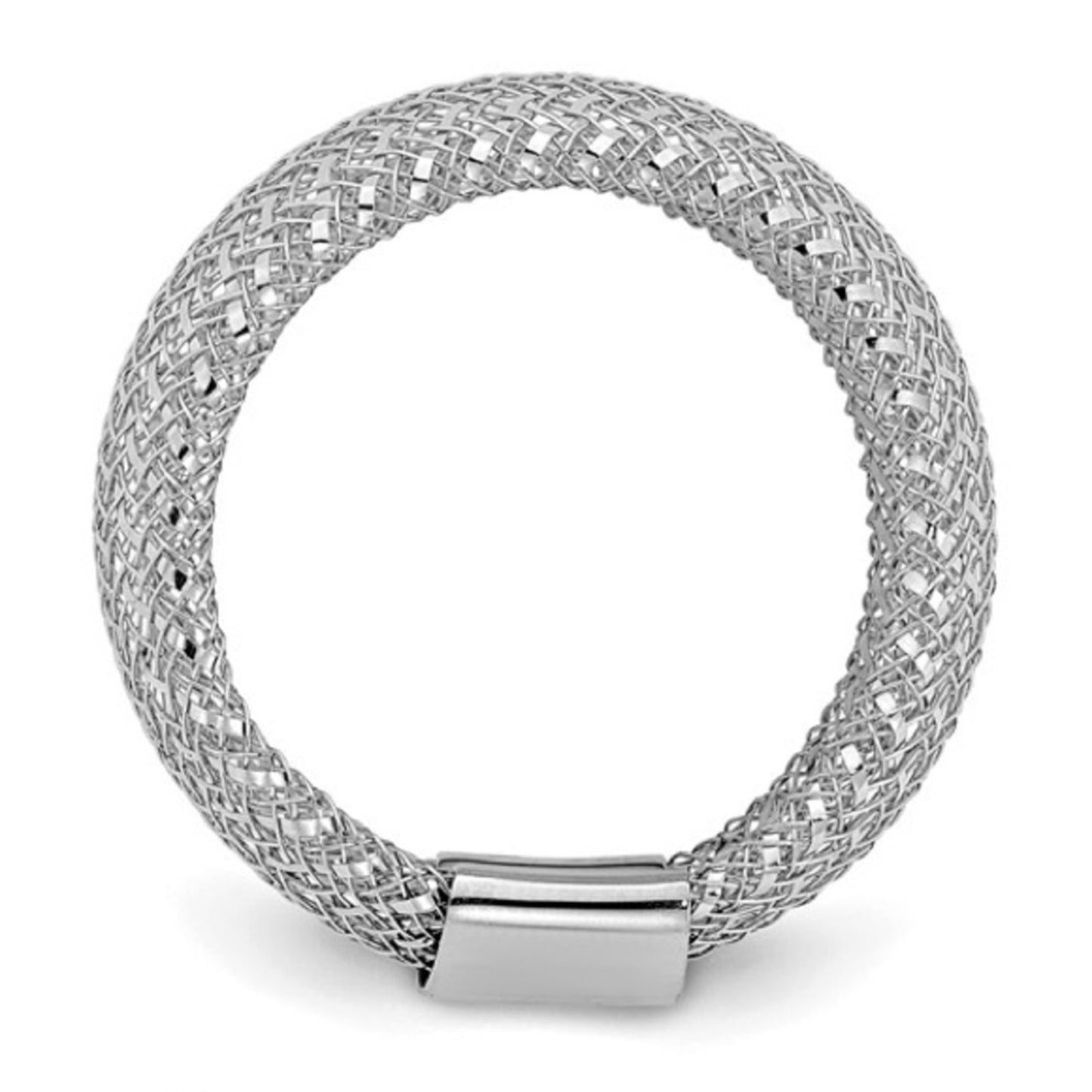 Leslie's 14k White Gold Diamond-Cut Flexible Stretch Ring – Italian Design