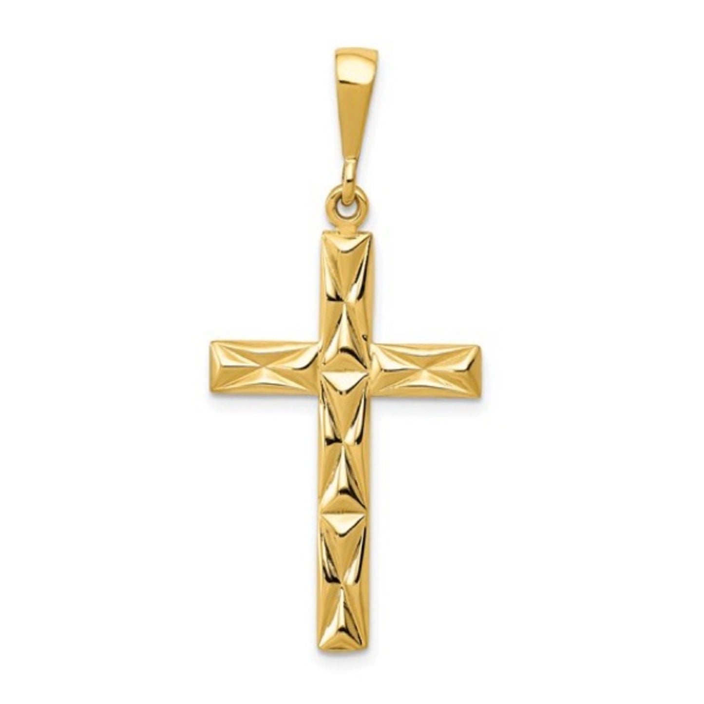 14k Gold Reversible Latin Cross Pendant – Textured & Polished 43mm Cross