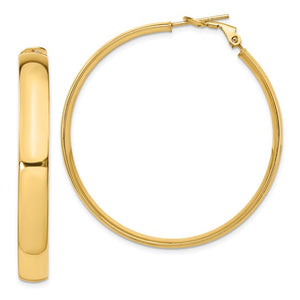 Leslie's 14K 6mm High Polished Omega Back Hoop Earrings