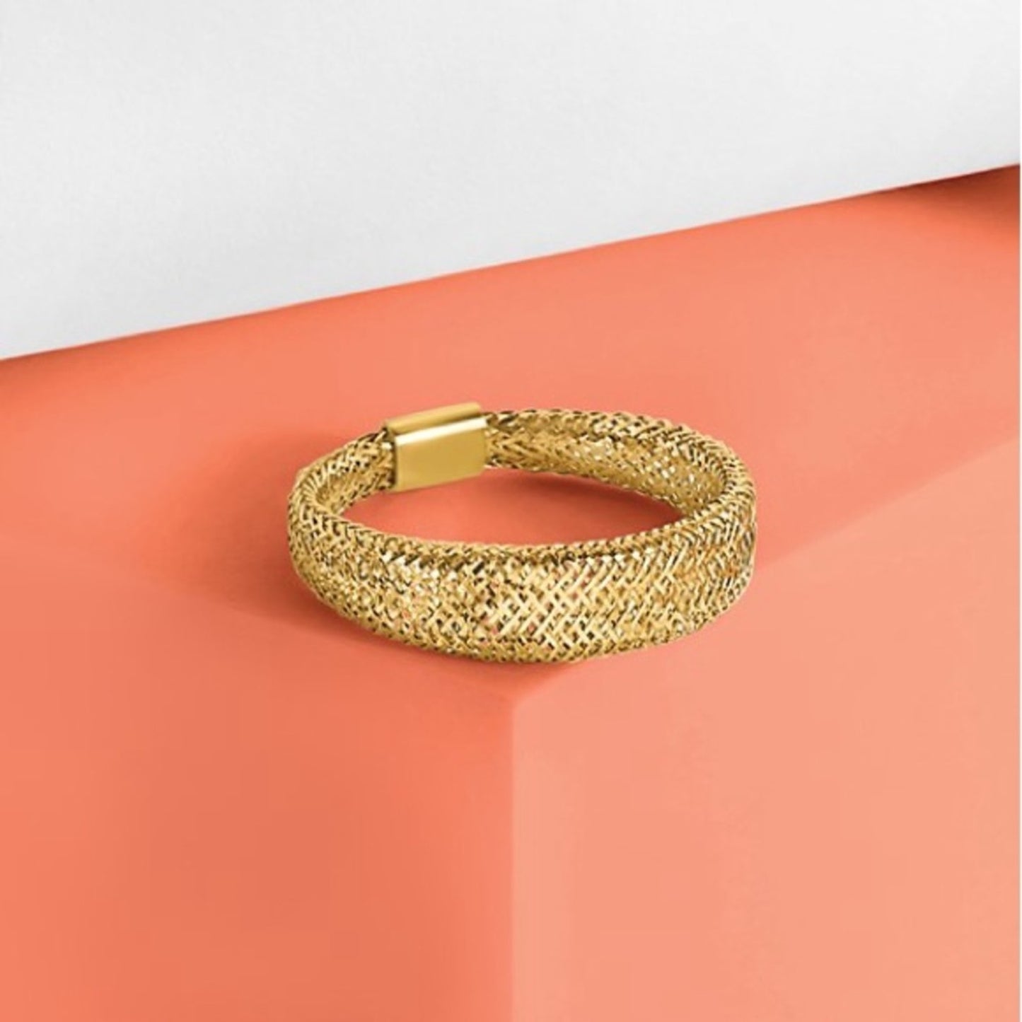 Leslie's 14k Gold Mesh Tapered Stretch Ring – Flexible Italian Craftsmanship