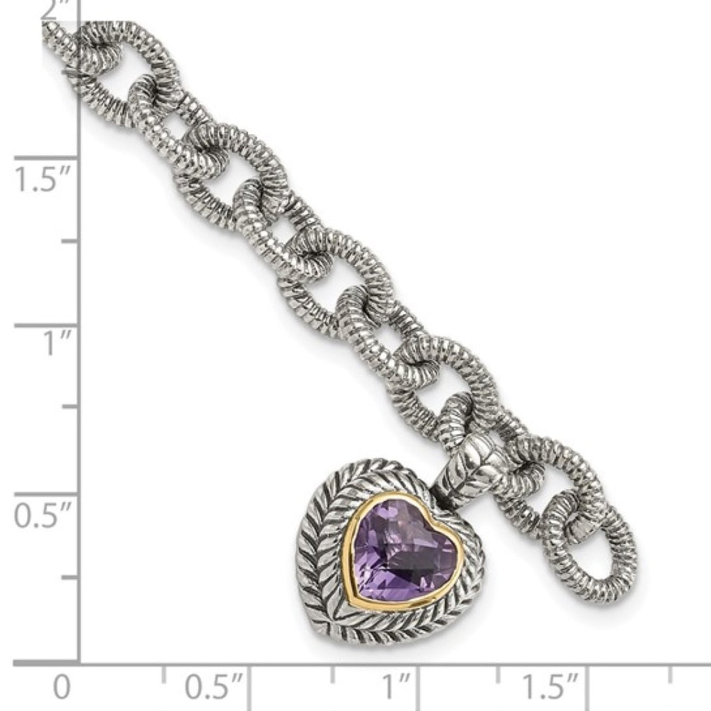 Shey Couture Antiqued Amethyst Heart Link Bracelet
