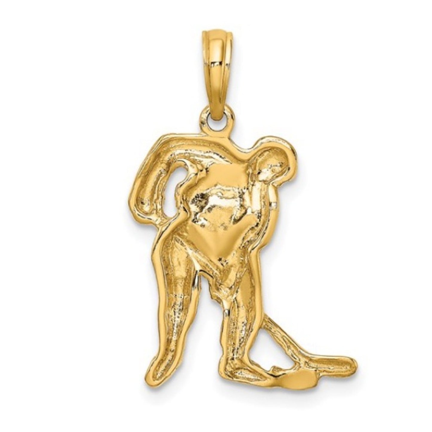 Solid 10K Yellow Gold Hockey Player Pendant Charm Stick & Puck - 18.5mm