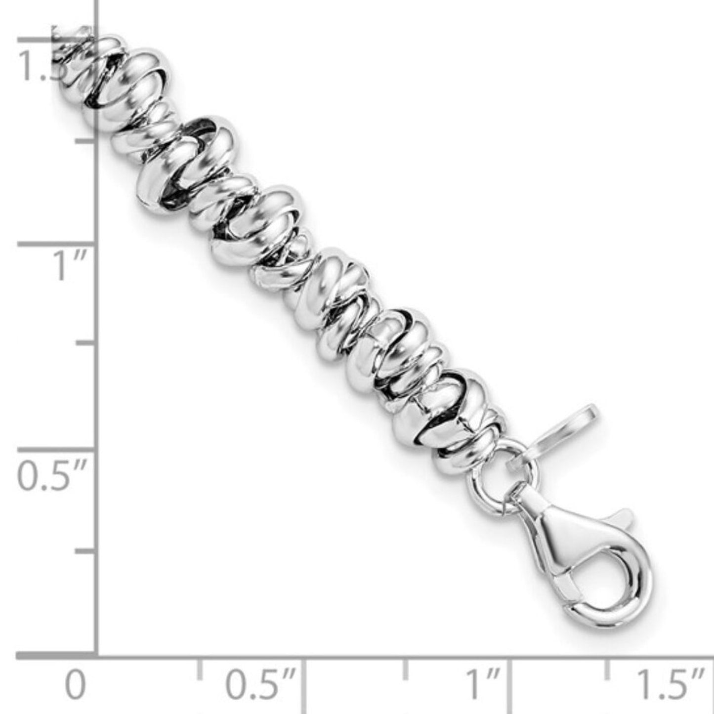 Sterling Silver Rhodium Love Knot Link Bracelet - 7.5” New