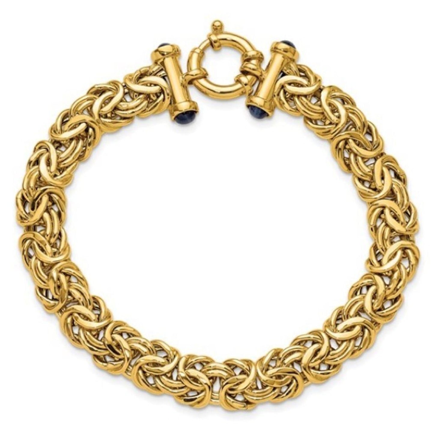 18k Gold Byzantine Bracelet with Sapphires: 7.5 inches long. Made in Italy