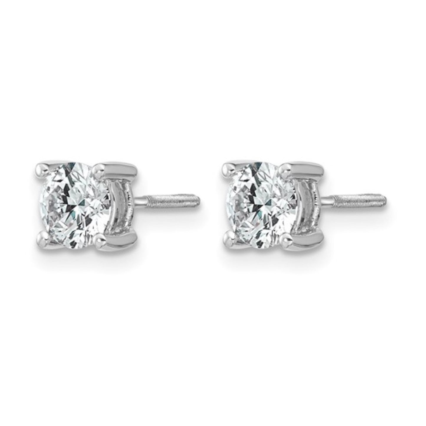 Solid 14K White Gold 1ctw Colorless Lab Diamond Studs VS+ F+ ScrewbacK