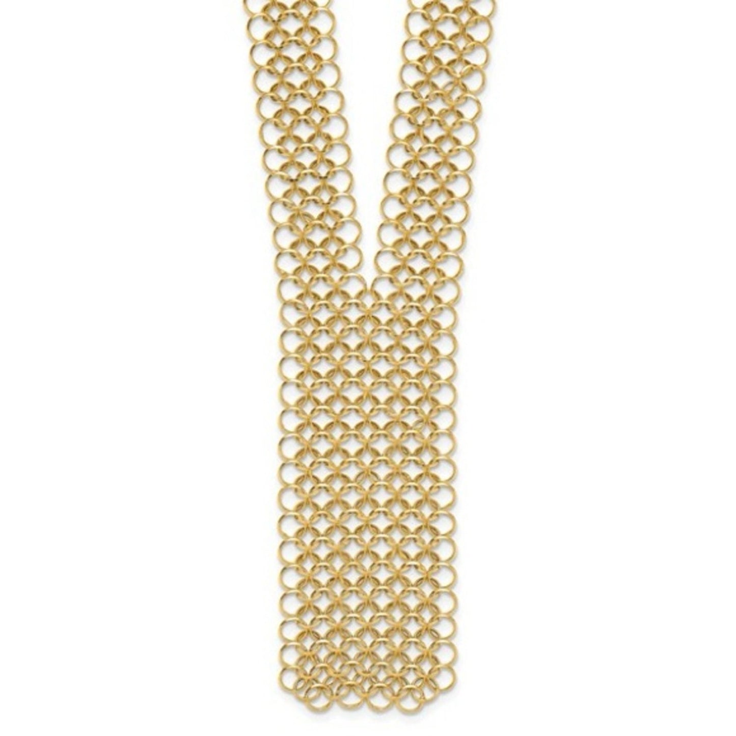 Herco 14K Yellow Gold Polished Fancy Circle Tie Necklace – 18”- Made in Italy