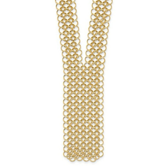 Herco 14K Yellow Gold Polished Fancy Circle Tie Necklace – 18”- Made in Italy