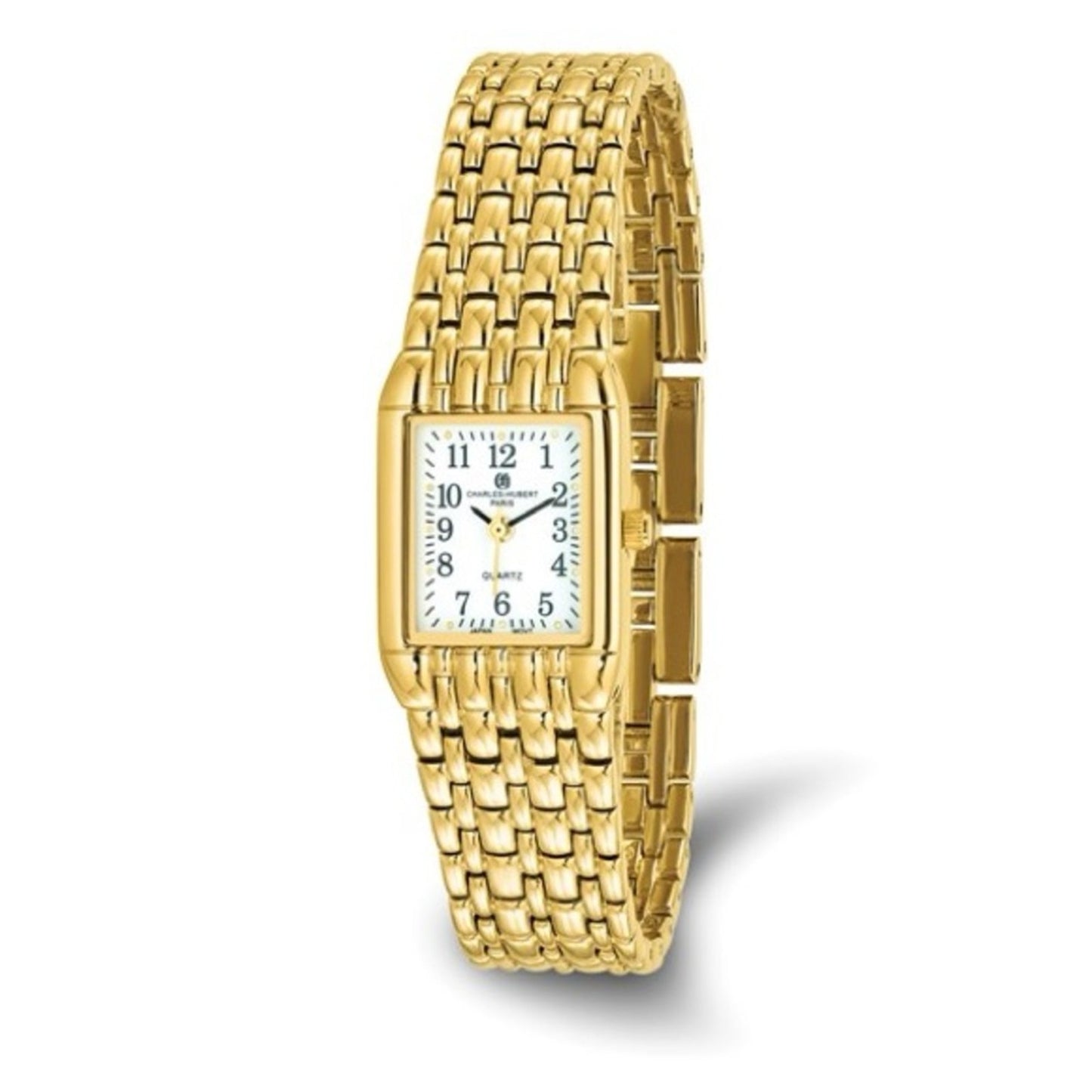 Women’s Charles Hubert Gold-Finish White Dial Quartz Watch | Gift Boxed