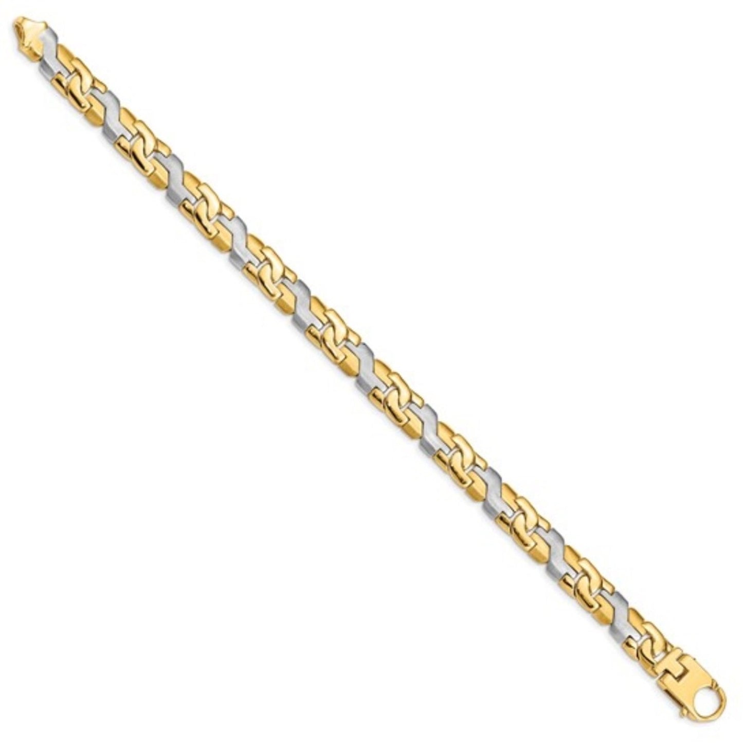 Solid 10K Two-Tone Gold 8.8mm Fancy Link Men’s Bracelet - 9" 32.67g