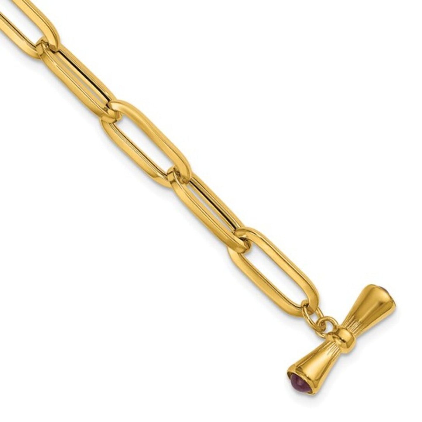 Elevate Your Wrist Game: Herco 14K Gold Ruby Paperclip Bracelet