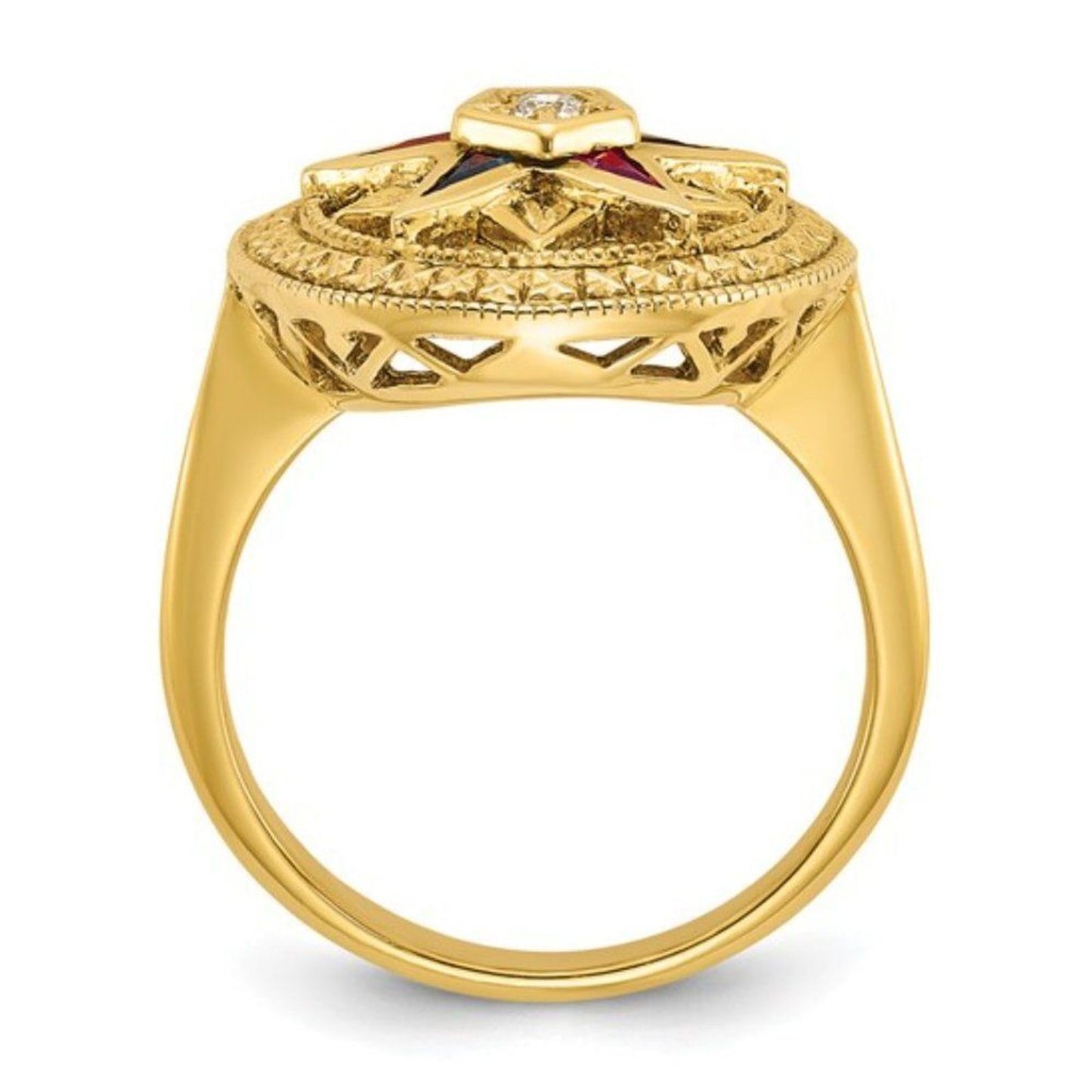 Stylish 14k Yellow Gold Eastern Star Masonic Ring for Women