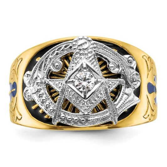 10k Gold Men's Diamond Blue Lodge Masonic Ring: A Symbol of Brotherhood