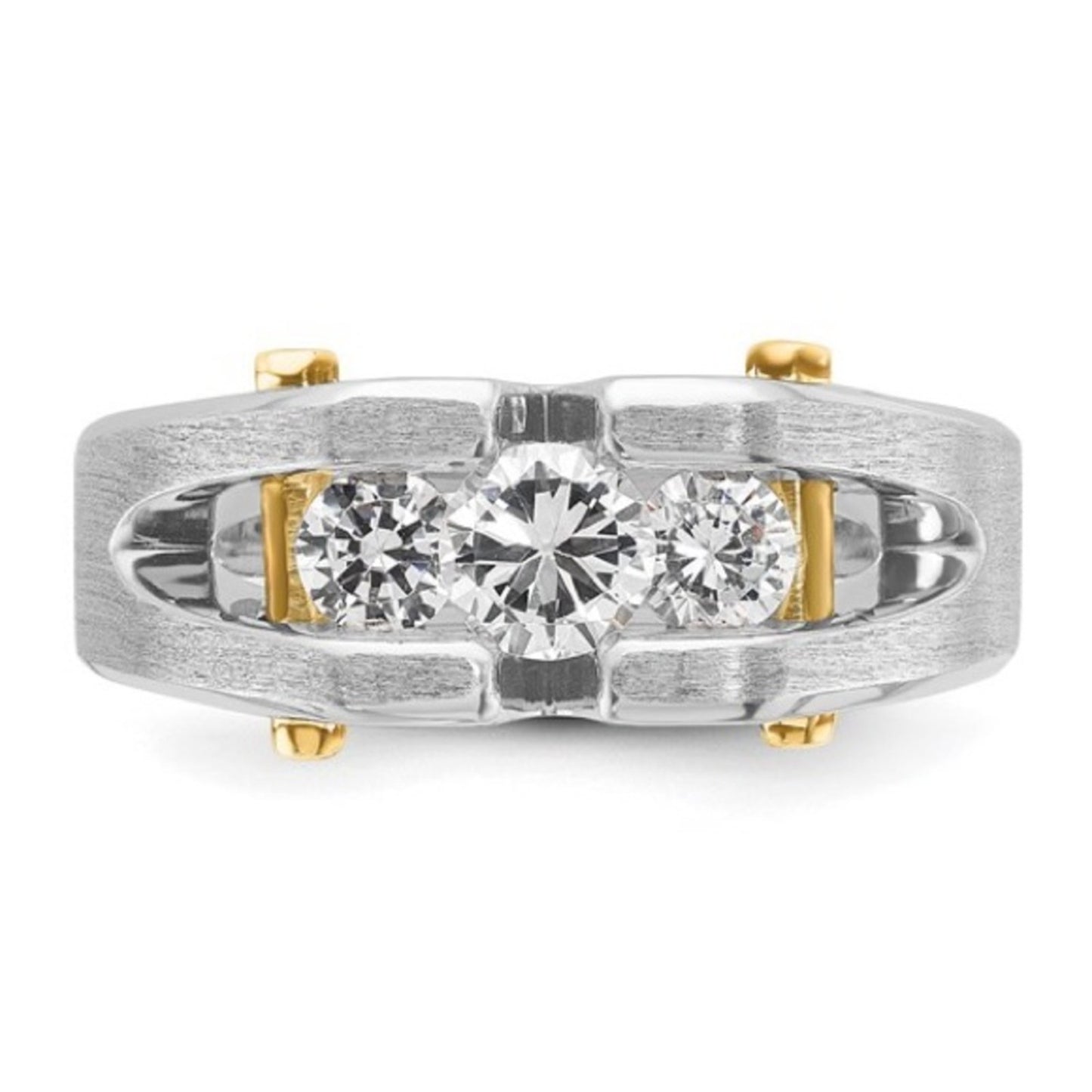 IBGoodman 14K Two-Tone Men’s 3-Stone Diamond Ring (0.776 CTW, Lab Grown)