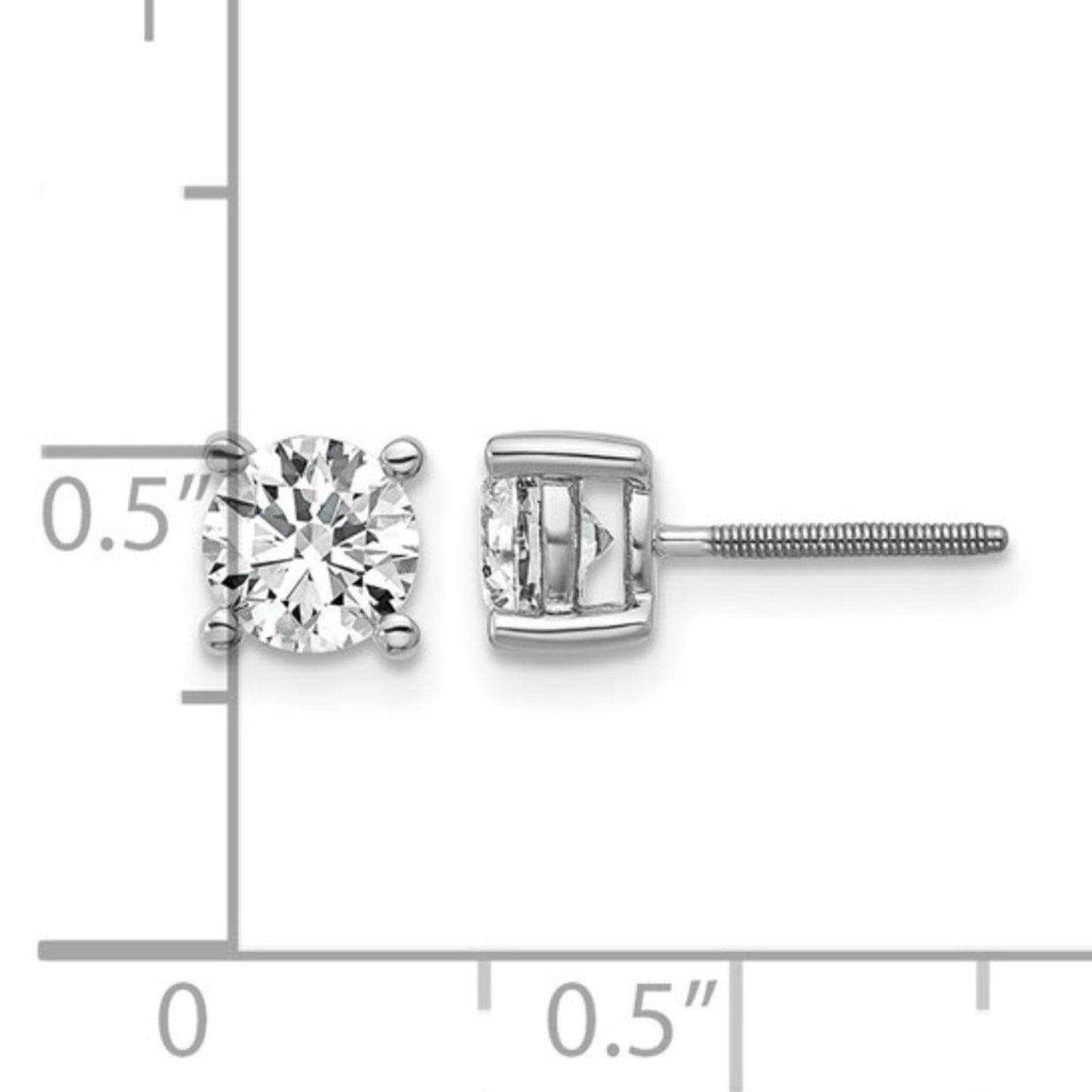 Solid 14K White Gold 1ctw Colorless Lab Diamond Studs VS+ F+ ScrewbacK