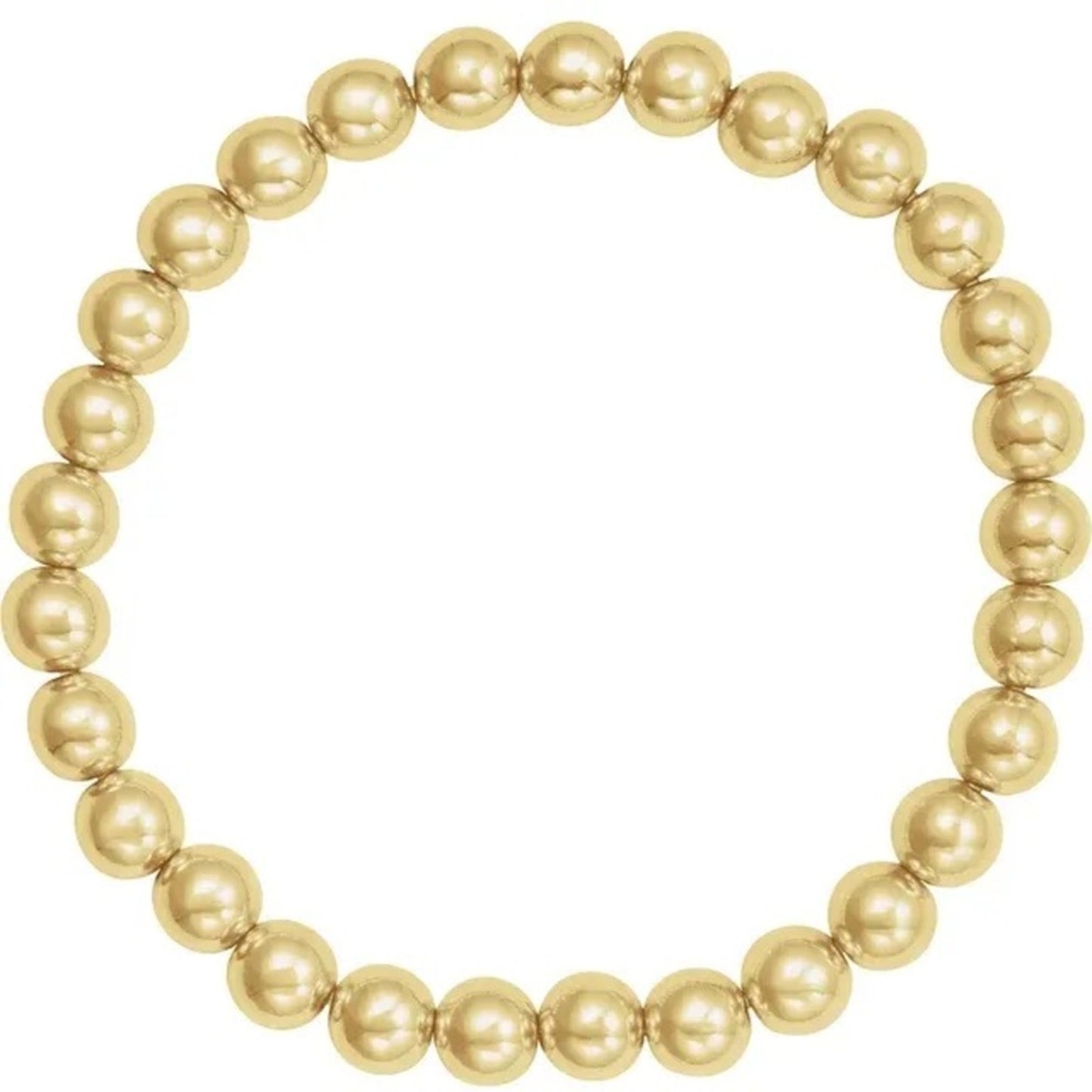 New 14K Yellow Gold-Filled 6 mm stretch Bead 6 1/2" Bracelet