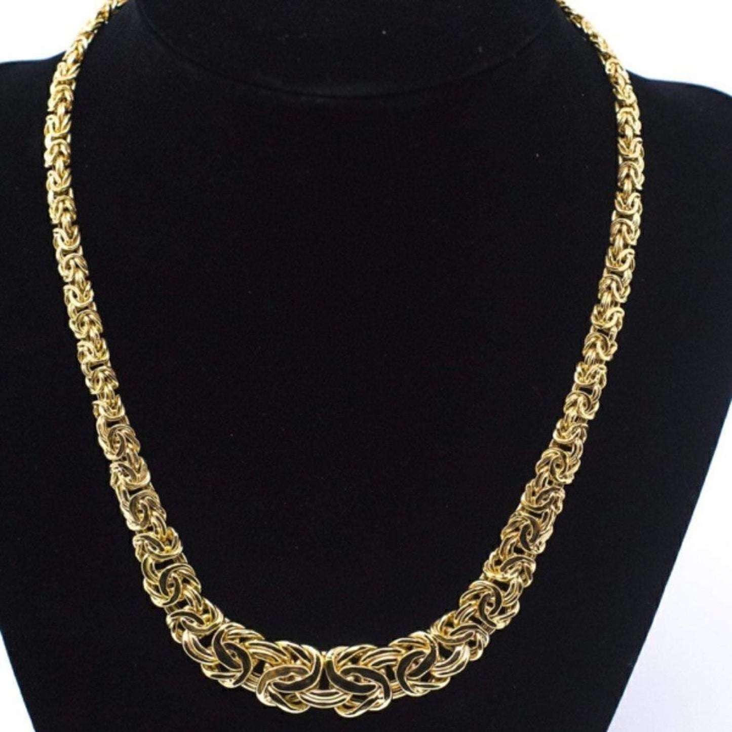 14k Gold Graduated Byzantine Necklace, Brand New-