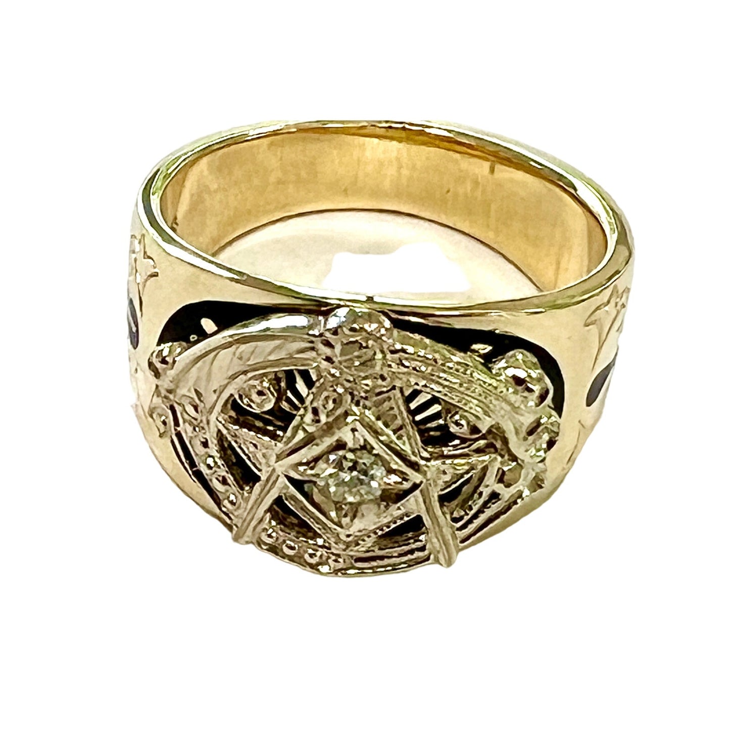 10k Gold Men's Diamond Blue Lodge Masonic Ring: A Symbol of Brotherhood