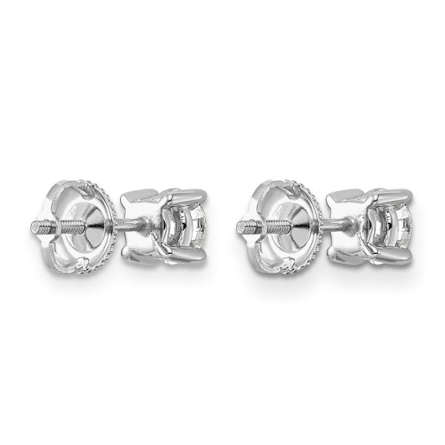 Solid 14K White Gold 1ctw Colorless Lab Diamond Studs VS+ F+ ScrewbacK