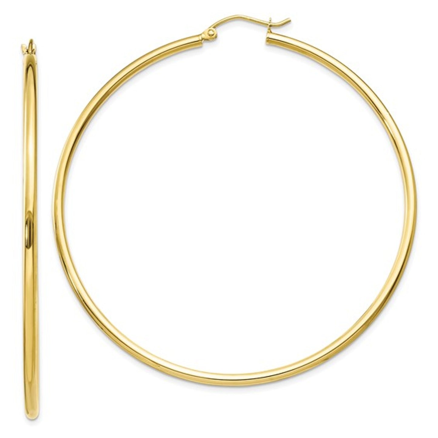 10k Gold Hoop Earrings- 2 1/2 inches long