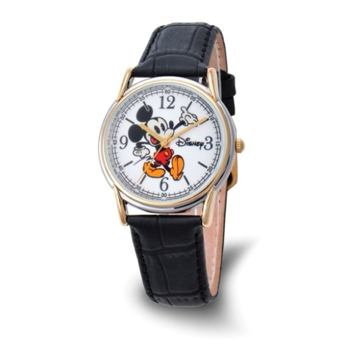 Disney Adult Size Mickey Mouse Black Cardiff Leather Band Watch