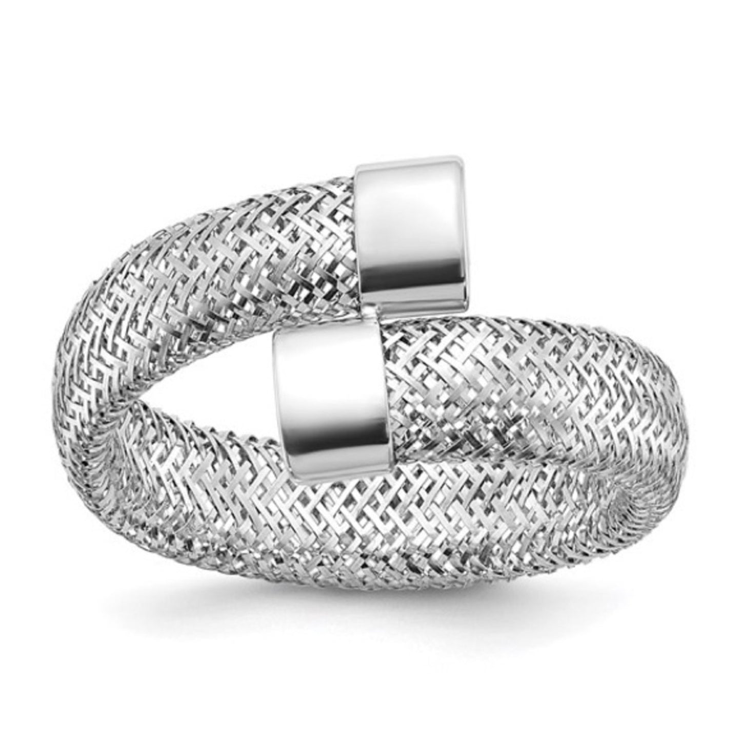 Leslie's 14k White Gold Mesh Bypass Stretch Ring