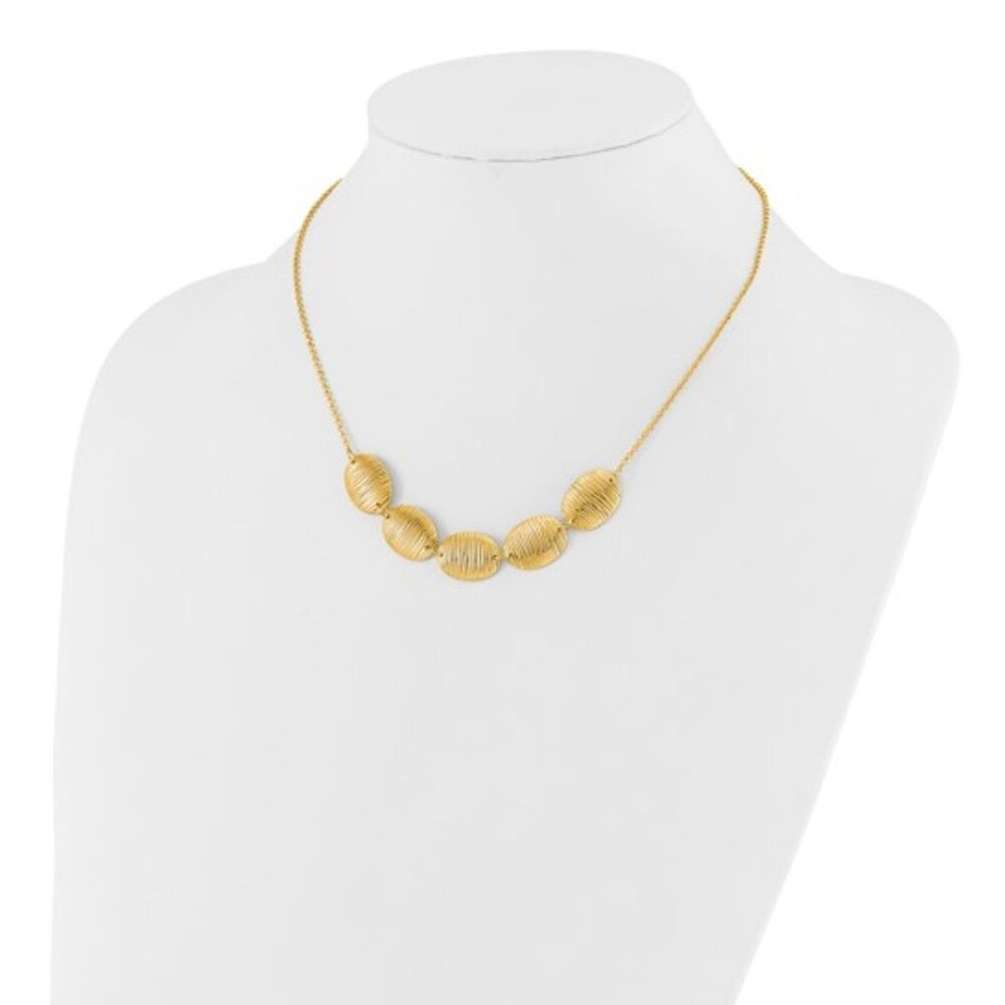 Leslie's Italian Sterling Silver Gold-Tone Textured Oval Necklace