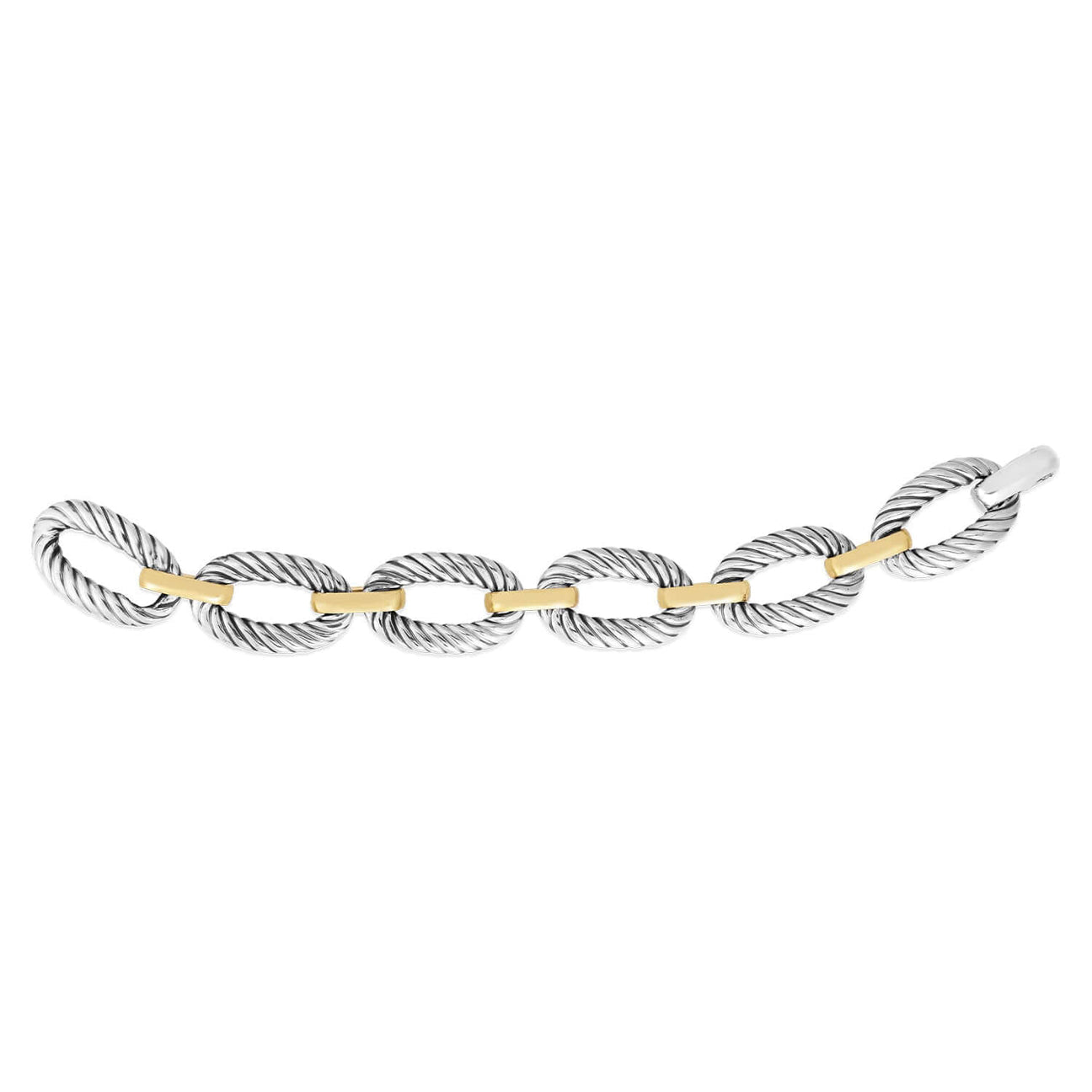 Silver & 18K Gold Thick Oval Cable Link Bracelet by Phillip Gavriel