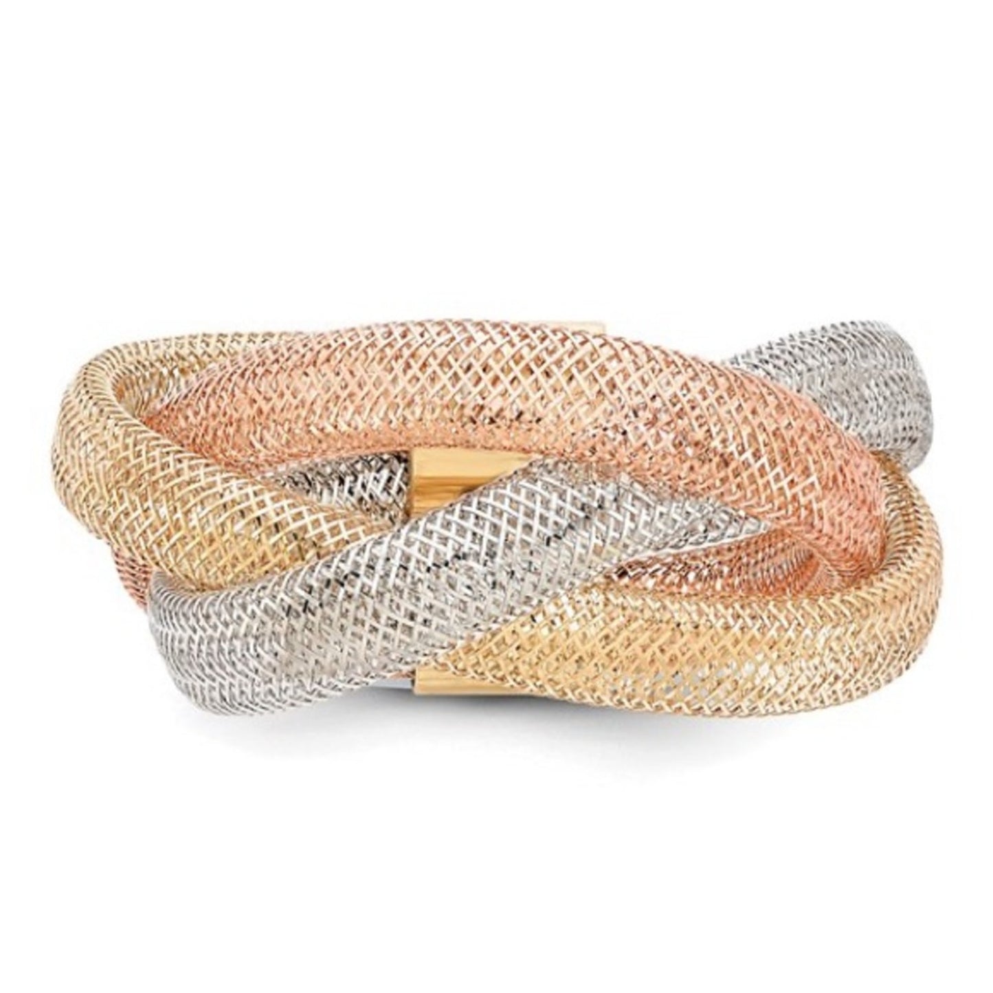 Leslie's 14k Three-Tone Gold Diamond-Cut Flexible Ring – Italian Stretch Band