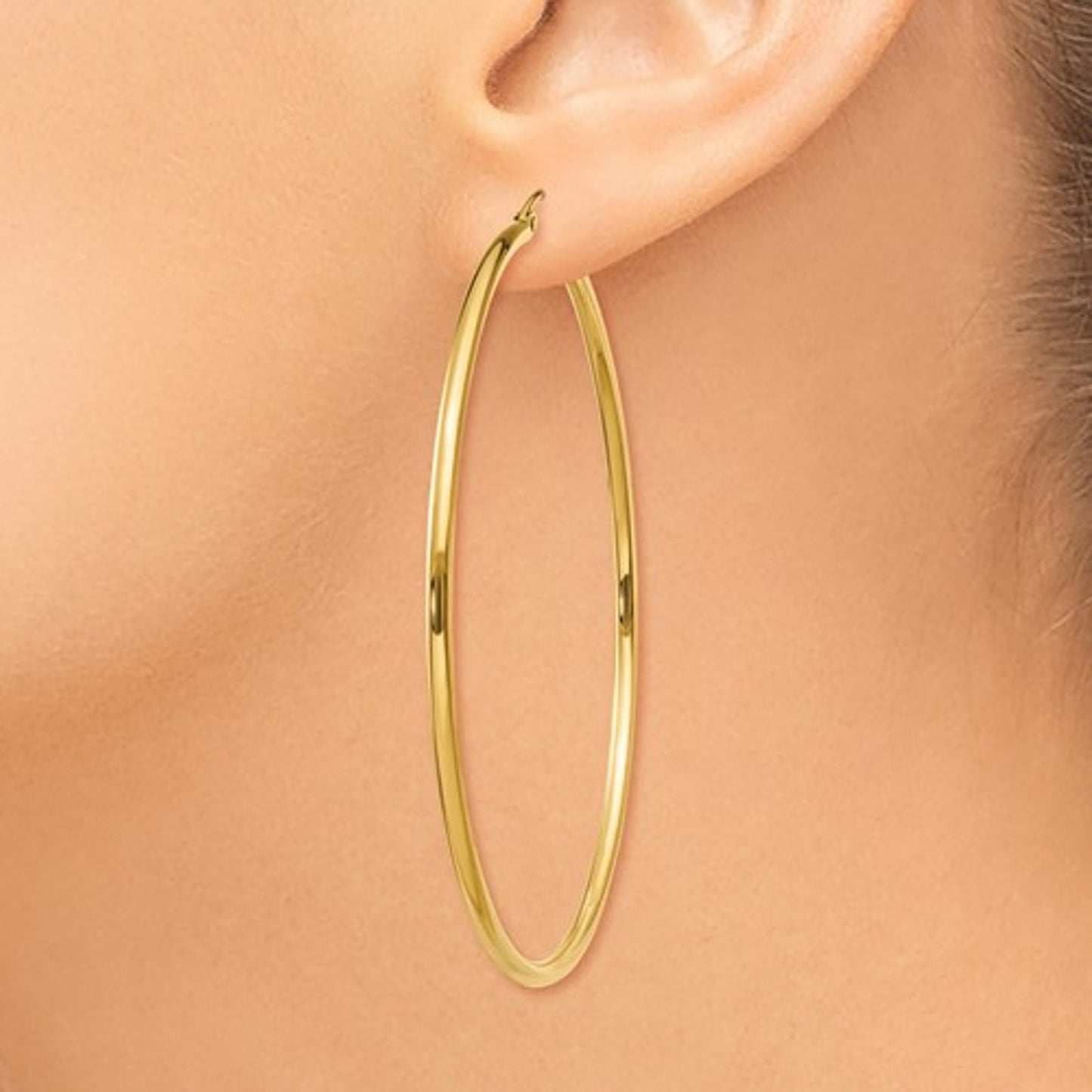 10k Gold Hoop Earrings- 2 1/2 inches long