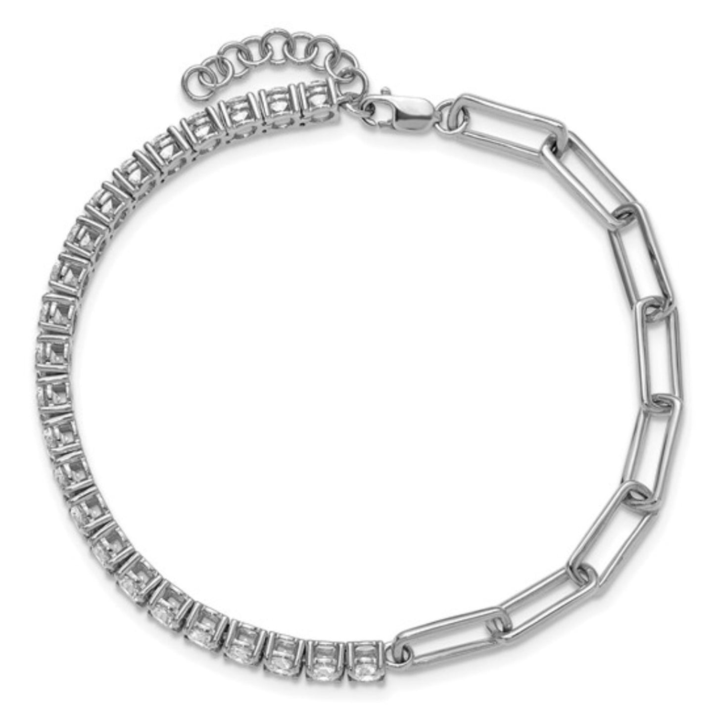 14k White Gold 3 3/4ct Lab Grown Diamond Half Paperclip Tennis Bracelet