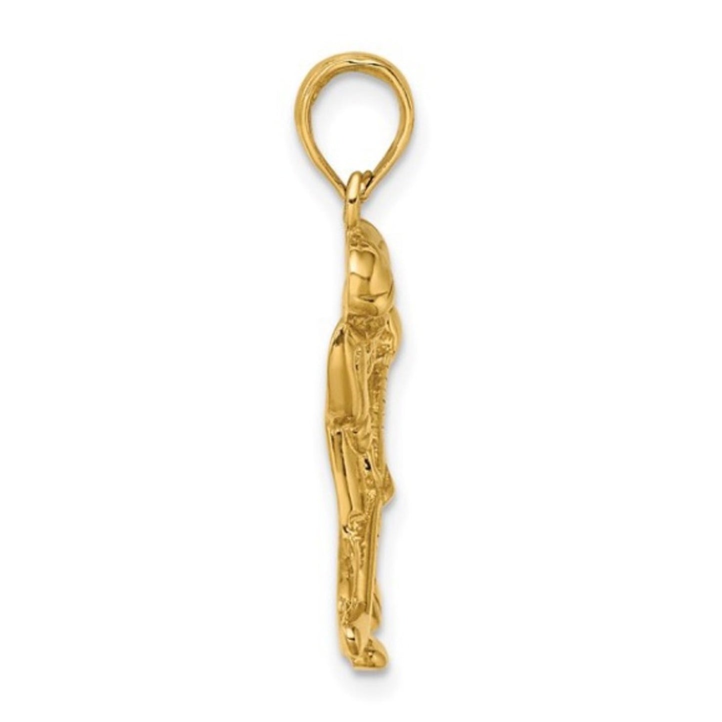 Solid 10K Yellow Gold Hockey Player Pendant Charm Stick & Puck - 18.5mm