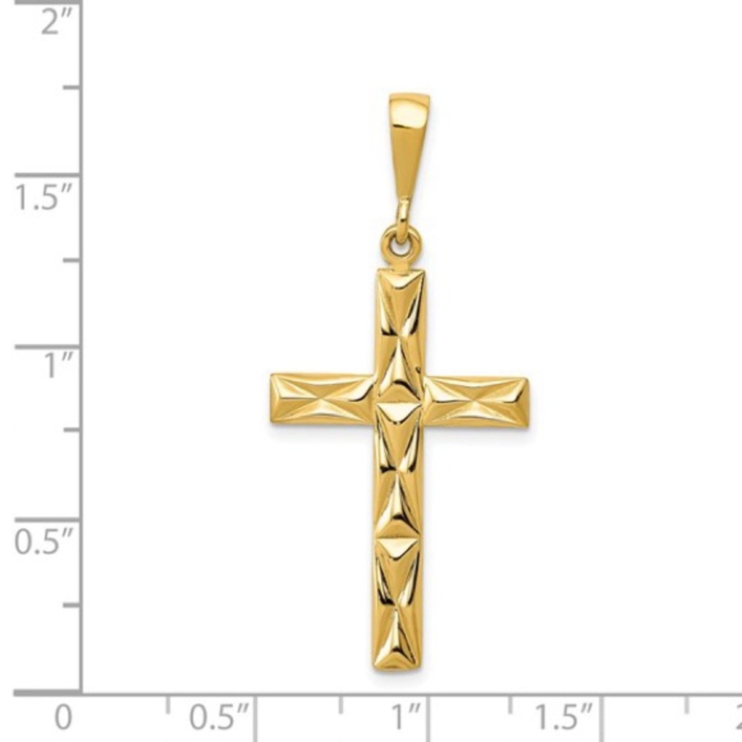 14k Gold Reversible Latin Cross Pendant – Textured & Polished 43mm Cross