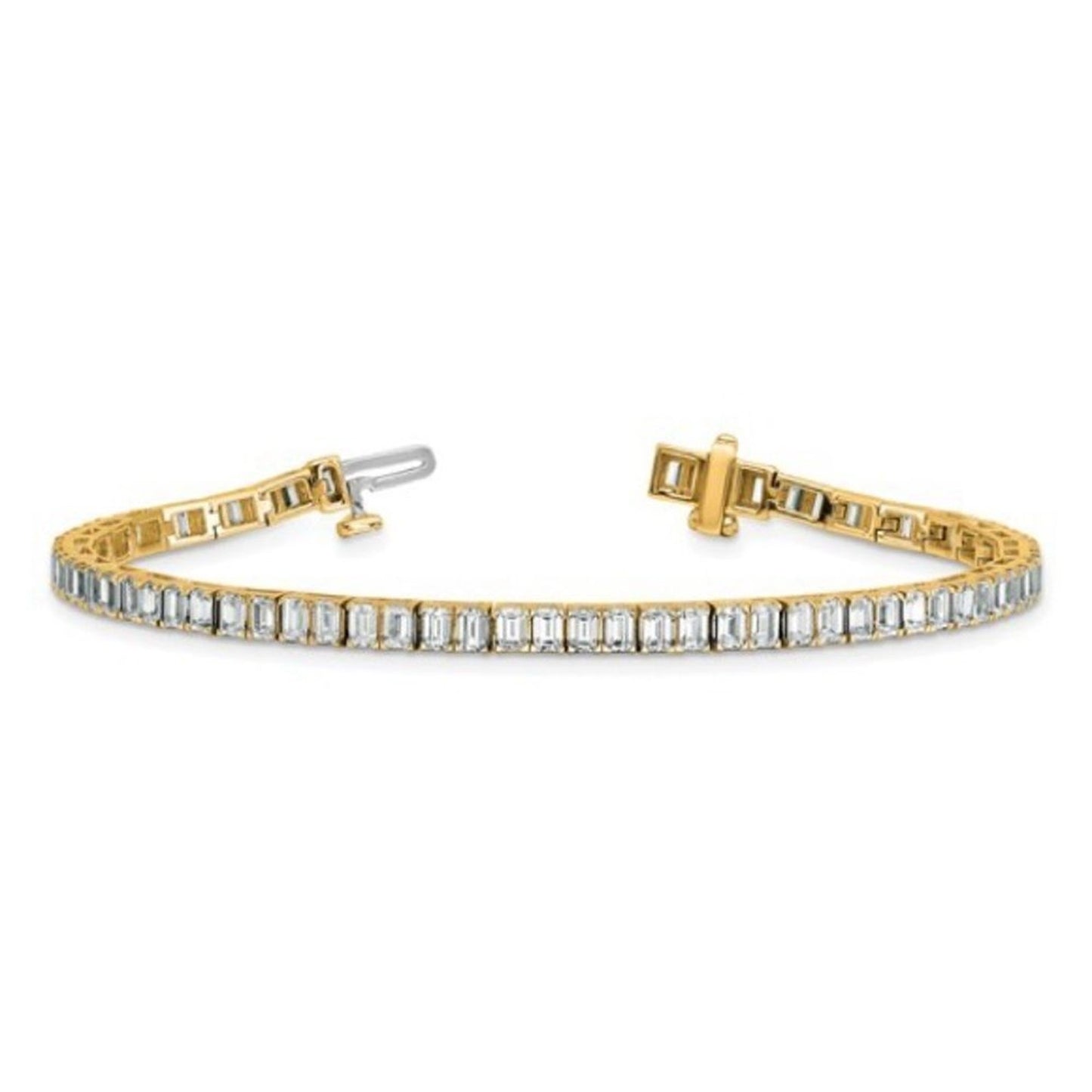 14K Yellow Gold 7ct Lab-Grown Diamond Tennis Bracelet – Bezel Set, 7"