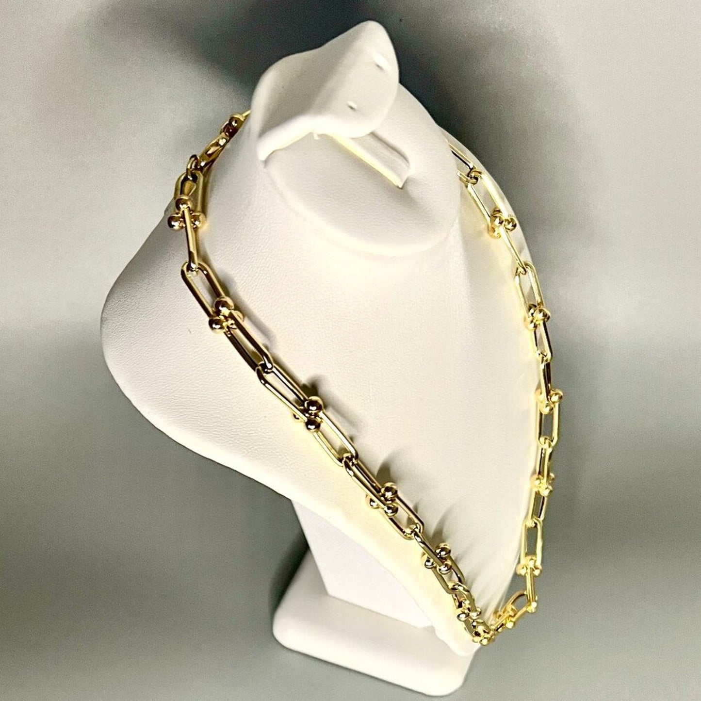 New 14K Gold Polished Fancy Open Link Necklace, By Leslies Jewelry