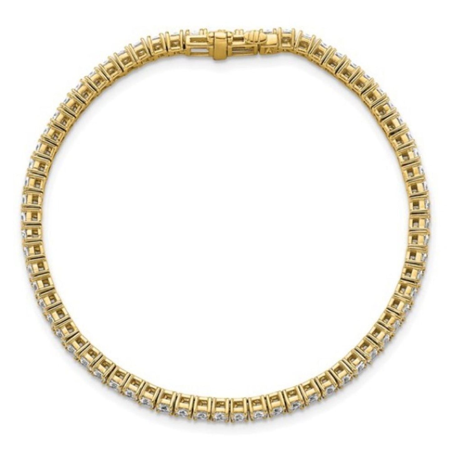 14K Yellow Gold 5ct Princess Lab-Grown Diamond Tennis Bracelet – 7"