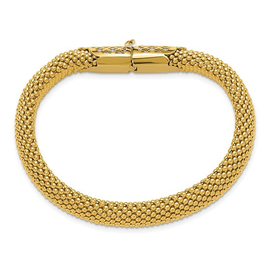Leslie's 14K Two-tone Polished and Diamond-cut Popcorn Mesh Bracelet: A Sophisticated Accessory with Lifetime Guarantee