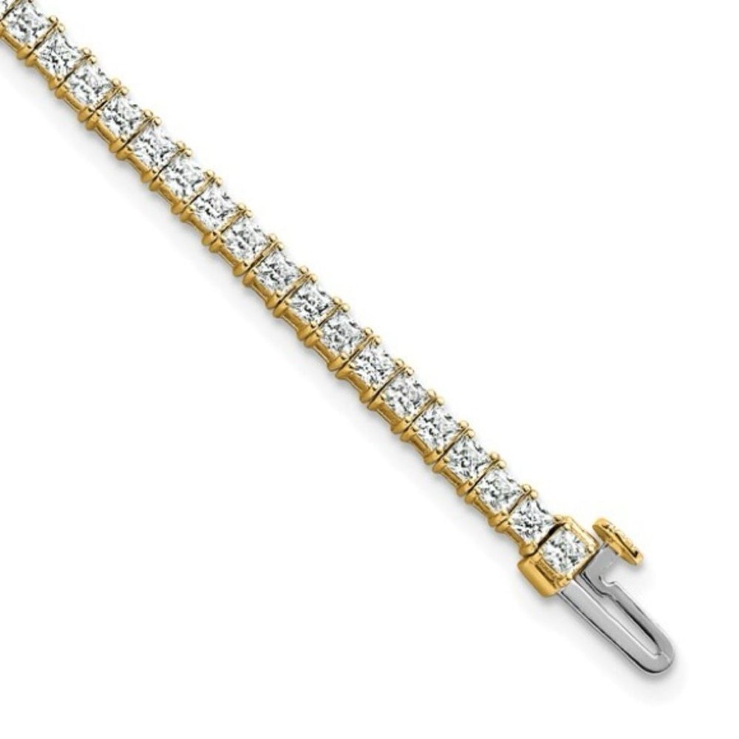 14K Yellow Gold 5ct Princess Lab-Grown Diamond Tennis Bracelet – 7"